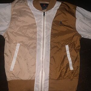 Jordan Men's Brown and White Varsity Jacket